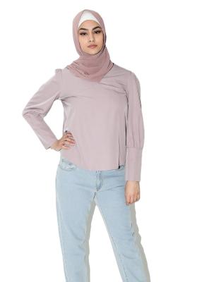 China Muslim Anti-Wrinkle Shirt Fashionable V-Neckline Wide Sleeve V Cuffs With Long Back Edge Relaxed Fit Islamic Clothing for sale