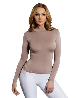 China Latest Women Cotton Basic Daily Wear Inner Tunic Muslim Cotton Tops Solid Color Islamic Blouse High Neck Body Top for sale