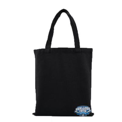 China Recyclable Promotional Shopping Bag Custom Printed Canvas Tote Organic Black Cotton Bag for sale