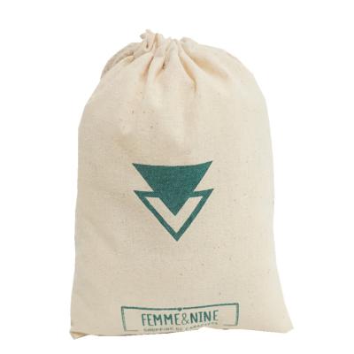 China Promotional Mini Eco - Friendly Organic Recyclable Cotton Drawstring Bags With Customized Logo for sale