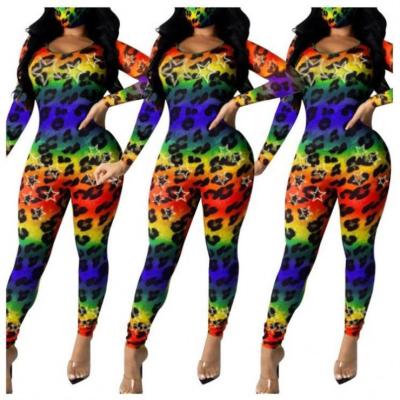 China Wholesale Fashion Anti-Wrinkle Leopard Print Long Sleeve Ladies Jumpsuits To Suit Bodycon Sexy Women One Piece Overalls And Rompers for sale