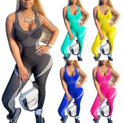 China Sexy Summer Fitness Bodysuit Rompers Women Skinny One Piece Jumpsuit Casual Sleeveless QUICK DRY Yoga Jumpsuit for sale