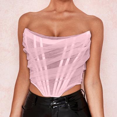 China Sexy High Street Women Corset Strapless Backless Zipper Top Backless Crop Top Lady Club Wear Top for sale