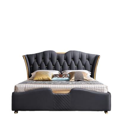 China Hotel Modern Light Luxury High Quality Apartment Furniture Bedroom Bed Artificial Leather Storage Comfortable Fashion Bed Large for sale