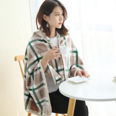 China Ladies Printed Soft Warm HEATHER Women Button Up Winter Scarves Shawls Poncho Fleece Blanket for sale