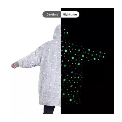 China Hot Sale Anti-Pull Glow In The Dark Weighted Adult Gray Wearable Sherpa Hooded Blankets Hoodies Wearable for sale