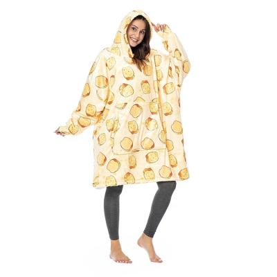 China New Design Anti-Pull Custom TV Print Soft Plush Hoodie Covering Portable Pizza Soft Warm Plush Hoodies Oversized Adult Hoodies for sale