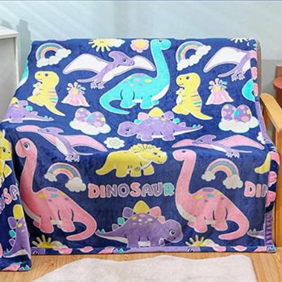 China Selling Anti-pull super soft flannel manta de dinosaurios Anti-pull magic glow in the dark dinosaur blanket for kids for sale