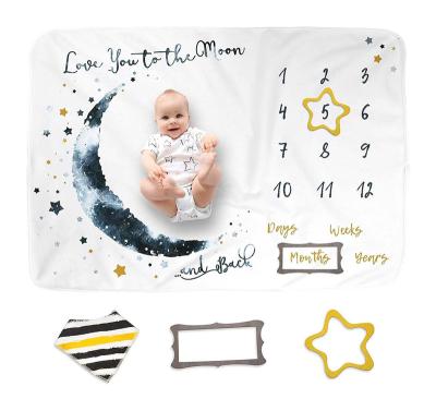 China New Design PORTABLE Hot Sale Milestone Blanket Monthly Fluffy Baby Blanket Plush For Boys Girls Newborns for sale