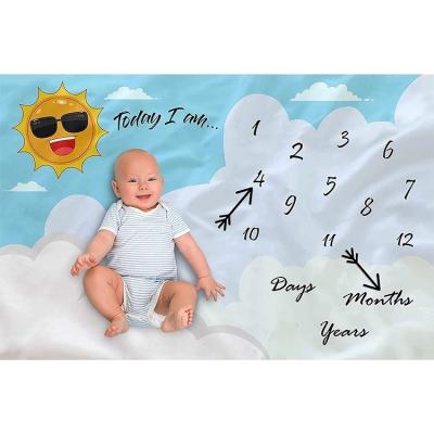 China Anti-pilling Flannel Baby Month Milestone Blankets Double Sided Printable Customized Photography for sale