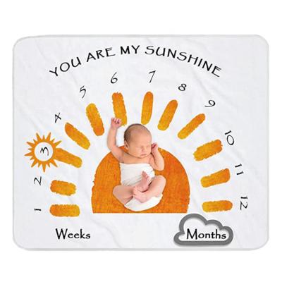 China Summer sun newcomer anti-pilling flannel monthly growth blanket 12 month milestone memory blanket unisex for infant for sale