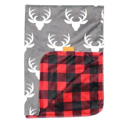 China Custom Print Anti-pilling Baby Blanket Double Sided Plaid Minky Fleece Blanket bbay for sale