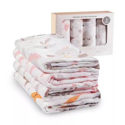 China Hot Sale Cotton /Bamboo Muslin Anti-pilling Nursery Wrap Blanket Super Soft Newborns Wrap Blanket for Boys and Girls for sale