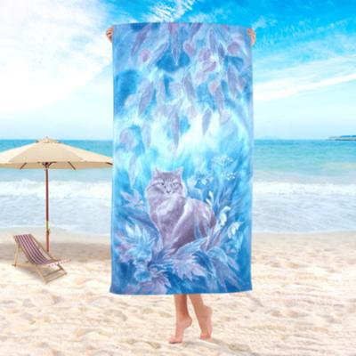 China Summer Beach Sand Print Beach Towel Digital Custom Logo Polyester Free Quick Dry Child Safe Towel For Outdoor Family for sale