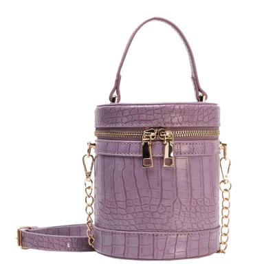 China High Quality Crocodile Pattern Mini Chain Leather Shoulder Bag Bucket Handbags Bag For Women Purses for sale