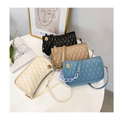 China Hands shape trendy for 2021 new bag women's handbag armpits pure color messenger bags chain single shoulder bags for sale