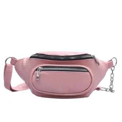 China Luxury Designer Crossbody Bags Women Anti Theft 2021 Stone Leather Ladies Bag Two Zippered Compartment Waist Bag for sale