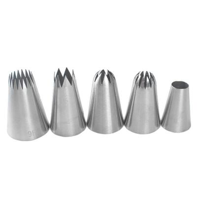 China 5Pcs/Set Simple Icing Nozzles Cake Decorating Sizing Piping Cookie Cream Tips Stainless Steel DIY Tools Baking Supplies for sale