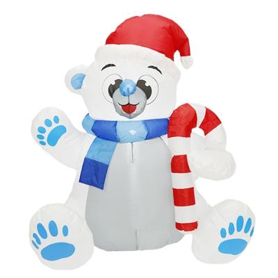 China Outdoor Garden Toy Christmas Party Ornament Luminous Blown Yard Decoration By Inflatable Bear Model Xmas Party Decoation 1.2M Air Figure for sale