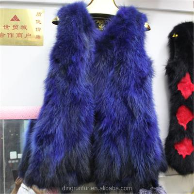 China Real Raccoon Fur Sleeveless Vest Sustainable 100% Real Fur Vest for sale