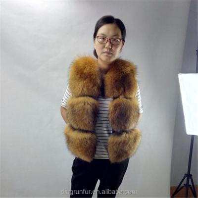 China 2018 NewFashion Viable Girls Striped Real Raccoon Fur Vest Real Fur Vest for sale