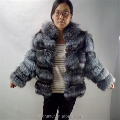 China 2018 Beautiful Viable Fur Coats Real Nature Silver Luxury Fox Fur Jackets for sale