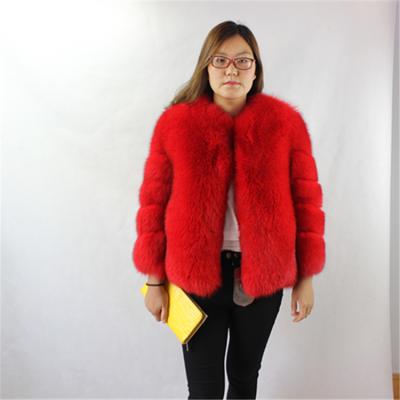 China Highest Quality Winter Sustainable Luxury Custom Made Saga Fox Genuine Fur Coat For Women for sale