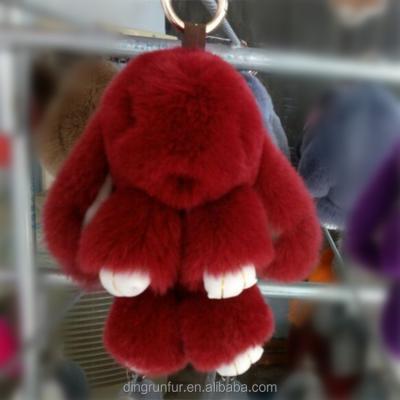 China Bunny Handbag Accessory Real Rex Shape Real Rabbit Fur Rabbit Shape Rabbit Key Chain for sale