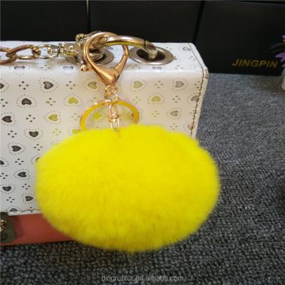 China Rex Rabbit Fur Pompon Real Pom Pom Shape Nature Fur Ball Key Chain Pom Pom Shape Factory Supplier for sale