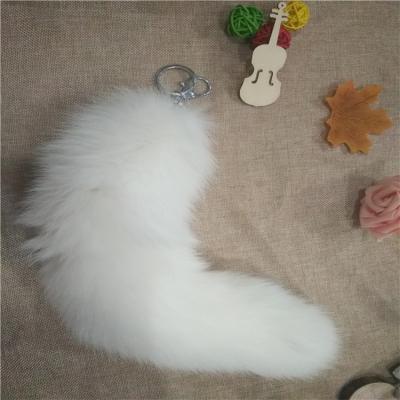 China Pom Pom Shape Real Fox Tail Fur Charm Wholesale Bag Key Chain for sale