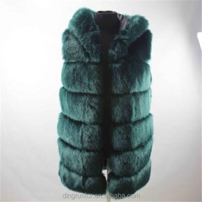 China Good Quality Plus Size Plus Size Faux Fur Vest Hooded 100% Polyester Faux Fur Vest Fabric for sale