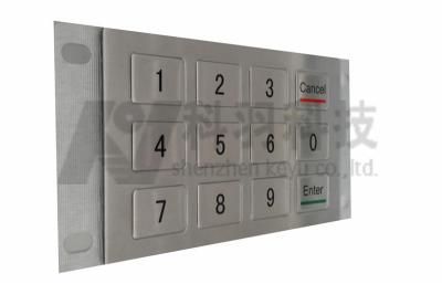 China 12 Flat Key Metal Numeric Keypad Front Panel Kiosk Banking Use for sale