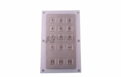 China 15 Key Silver Metal Numeric Keypad For Kiosk , Non Encrypted for sale