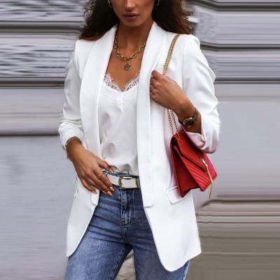 China Feminine Women Autumn Long Sleeve Jacket Outwear 2021 Plus Size 3XL Ladies Office Lady Blazer Solid Casual Breathable White Blazers Jacket for sale