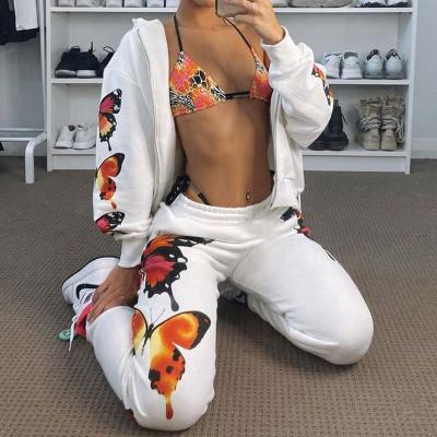 China 2021Wholesale Gym Fleece Jogger Running Tracksuit Equipment Anti-Wrinkle High Quality Sportswear Printing Running Sweatsuit For Women for sale