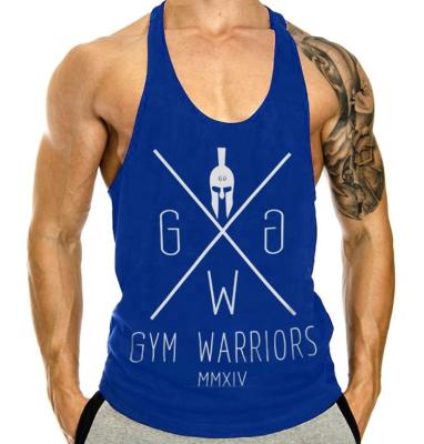 China Wholesale Custom 100% Men Anti-Shrink Print Workout Bodybuilding Cotton Gym Tank Tops for sale