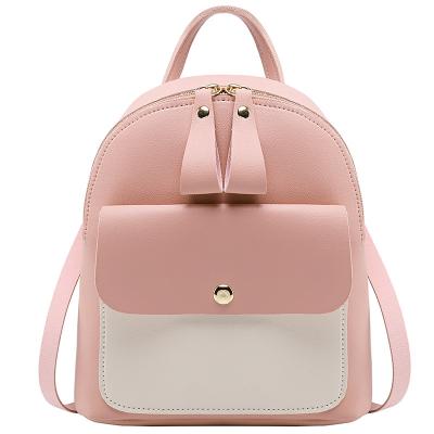 China High quality ladies double to pull color matching leather small mini backpack customize new logo cross-body bags wholesale for sale