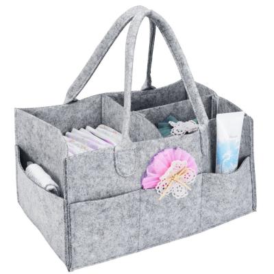 China Portable Water Resistant Youwang Nursery Storage Natural Soft Felt Organizer Large For Diaper Trolley Bag Foldable Felt Storage Bag for sale