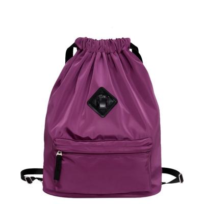 China Custom Logo Folding Sports Backpack Polyester Nylon Drawstring Bag for sale