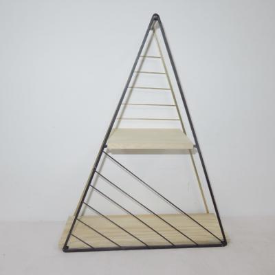 China Behind Doors/On Walls New Unique Outdoor Triangle Metal And Wood Shelf For Garden Planting for sale