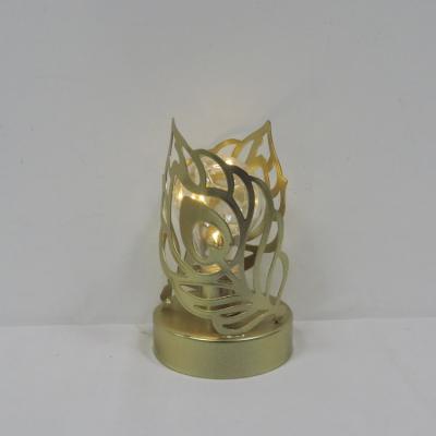 China Nordic Fancy Shape LED Metal Leaf Style Light Table Decor For Room Decoration 9.5*9.5*15.5CM for sale