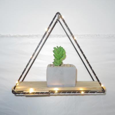 China Black And Natural Color China Triangle Shape Hanging Led Light Shelf For Home Decor for sale