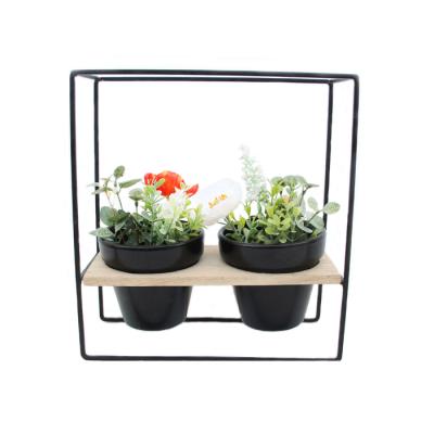 China 2019 Modern Hot Sale Garden Decoration 2 PC Terracotta Pot Metal Flower Pot Frame for sale