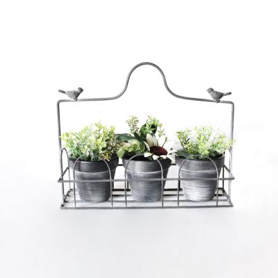 China Modern Hot Selling 3 PC Flower Basket Bird Design Iron Flower Pot Stand for sale