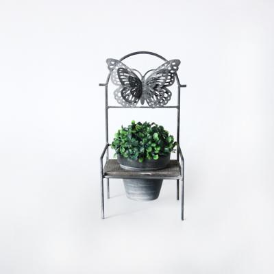 China Modern New Design Iron Chair Stand Up Ceramic Flower Pots For Garden Decoration for sale