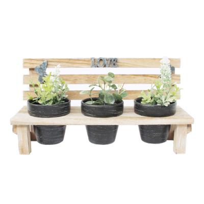 China Chinese Style Classic Chair Stand 3 Pcs Terracotta Wood Flower Pots For Garden for sale