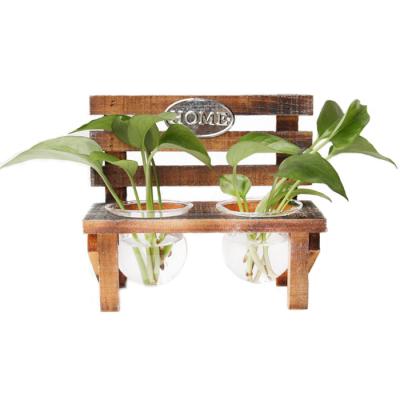 China 2018 Modern Hot Selling Double Room Decor Chair Plant Mini Greenhouse Wooden Flower Stand for sale