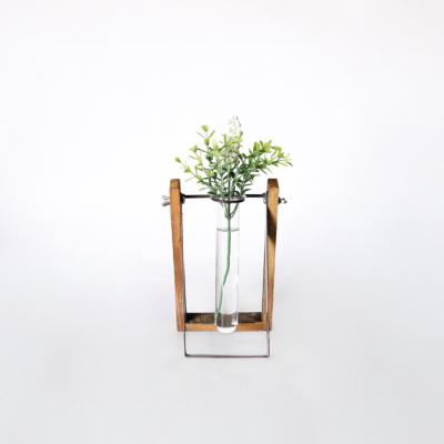 China Europe Wooden and Iron Foldable Shelf Holding 1 PC Test Tube Flower Glass Planter for sale