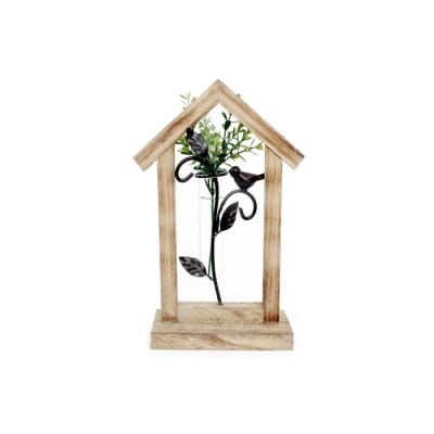 China Worldwide WOODEN HOUSE SHAPE 1 PC DECORATION FLOWER GLASS TUBE for sale