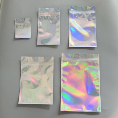 China Barrier Arrival Color Holographic Multiple Files Resealable Smell Proof Bags Foil Pouch Bag Flat Bag For Gift Food Storag for sale